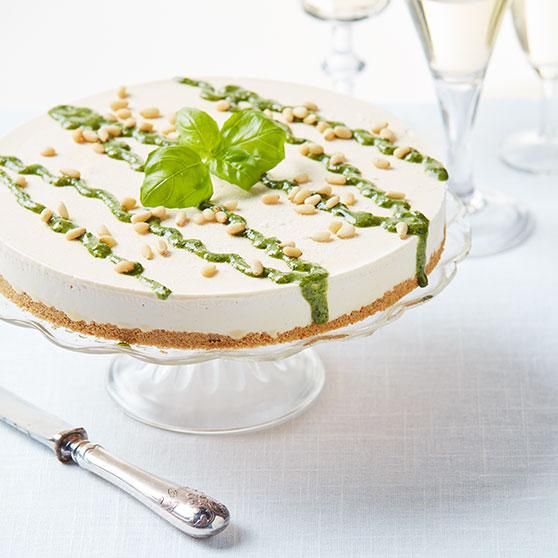 Citroncheesecake med basilikumpesto