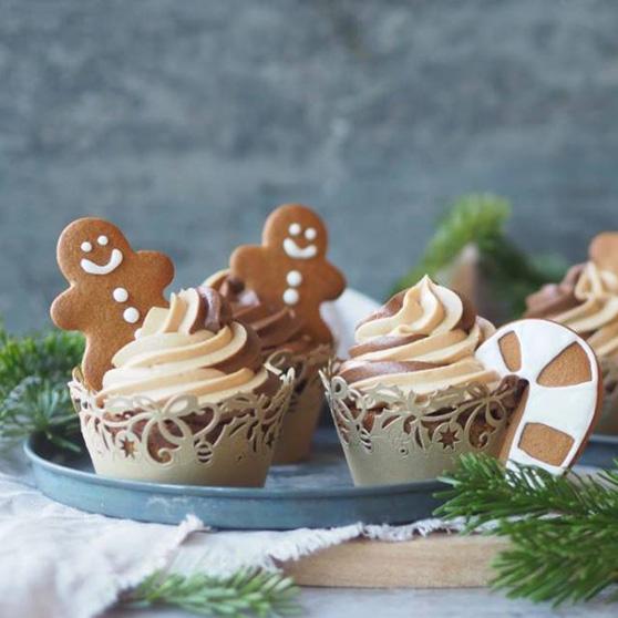 Julecupcakes med karamelliseret smørcreme